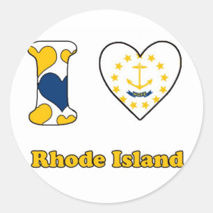 Pegatina Redonda Amo la Isla Rhode