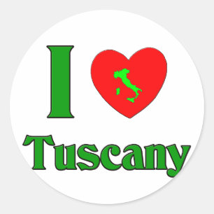 Pegatina Redonda Amo la Italia toscana