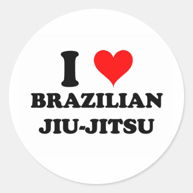Pegatina Redonda Amo la Jiu-Jitsu brasileña (Anverso)