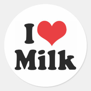Pegatina Redonda Amo la leche con corazón - Amante de los lácteos d