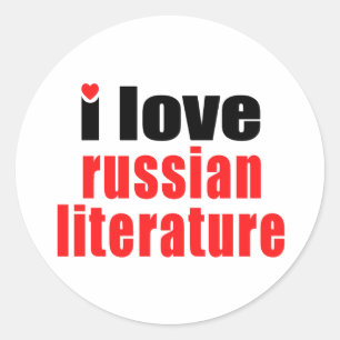 Pegatina Redonda Amo la literatura rusa