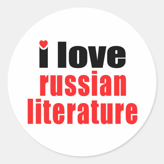 Pegatina Redonda Amo la literatura rusa (Anverso)