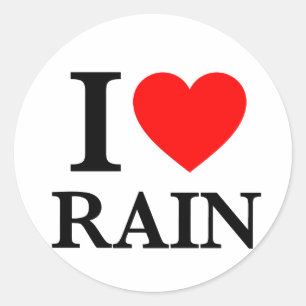 Pegatina Redonda Amo La Lluvia