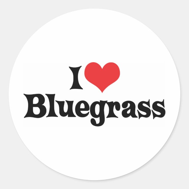 Pegatina Redonda Amo la música Bluegrass (Anverso)
