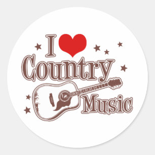Pegatina Redonda Amo la música country