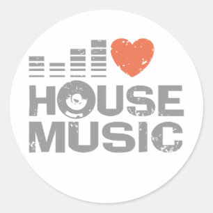 Pegatina Redonda Amo la música de House