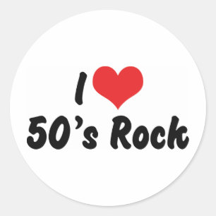 Pegatina Redonda Amo la música rock de los 50