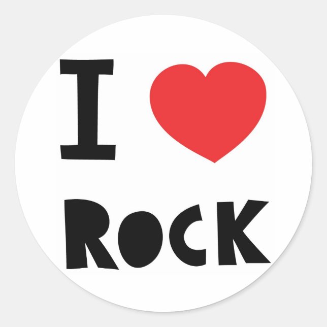Pegatina Redonda Amo la Rock (Anverso)