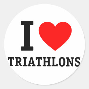 Pegatina Redonda Amo la Triatlón