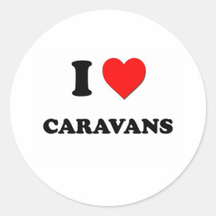 Pegatina Redonda Amo las caravanas