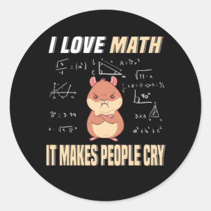 Pegatina Redonda Amo las matemáticas martillo roedor matemáticas