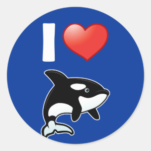 Pegatina Redonda Amo las Orcas