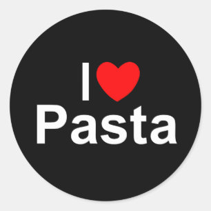 Pegatina Redonda Amo las pastas (del corazón)