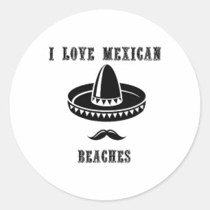 Pegatina Redonda Amo las playas mexicanas Verano divertido México