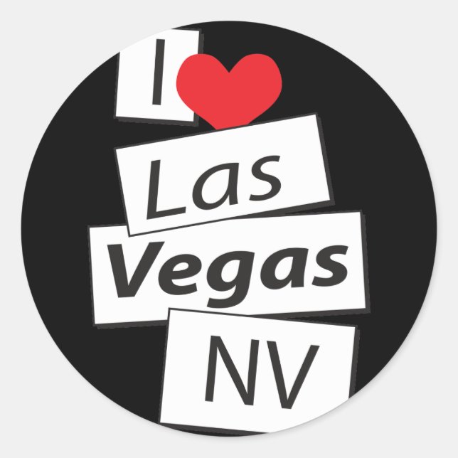 Pegatina Redonda Amo Las Vegas NV (Anverso)