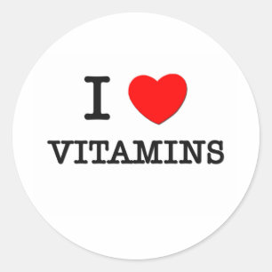 Pegatina Redonda Amo las vitaminas