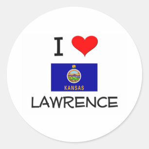 Pegatina Redonda Amo LAWRENCE Kansas