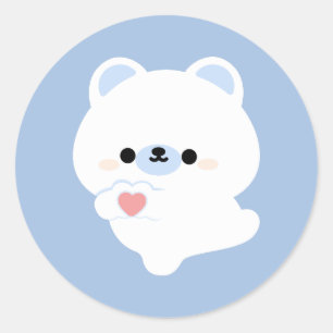 Pegatina Redonda Amo lindo oso polar