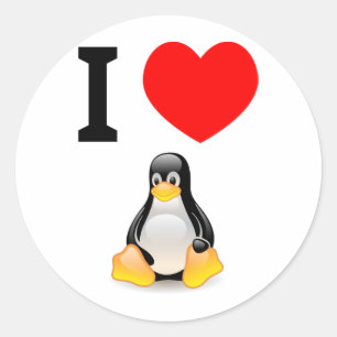 Pegatina Redonda Amo Linux