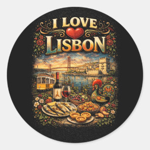 Pegatina Redonda Amo Lisboa
