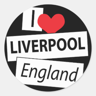Pegatina Redonda Amo Liverpool Inglaterra