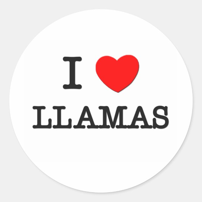 Pegatina Redonda Amo LLAMAS (Anverso)