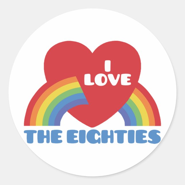 Pegatina Redonda Amo los 80 (Anverso)