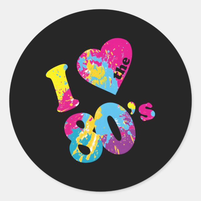 Pegatina Redonda Amo Los 80 (Anverso)