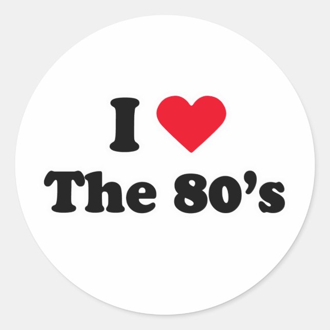 Pegatina Redonda Amo los 80 (Anverso)