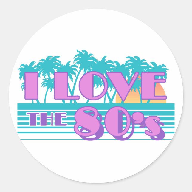 Pegatina Redonda Amo los 80 (Anverso)