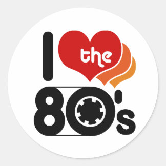 Pegatina Redonda Amo los 80