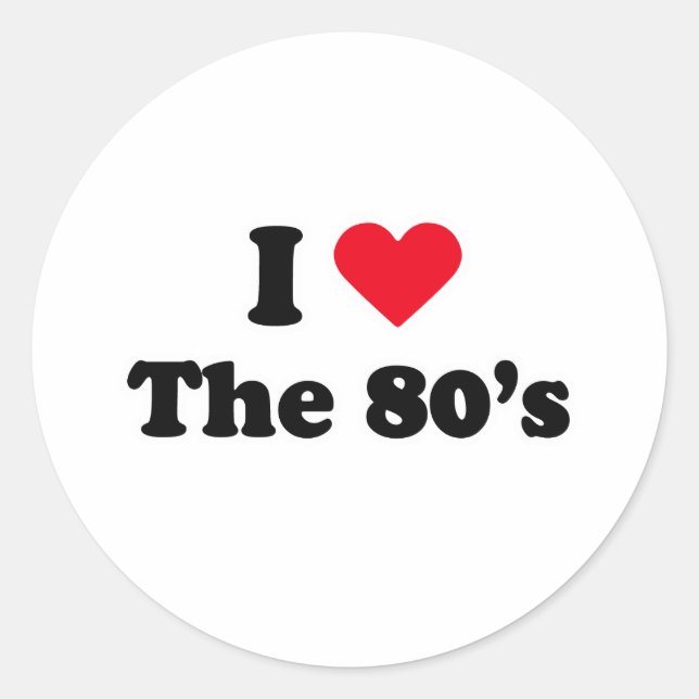 Pegatina Redonda Amo los 80 (Anverso)