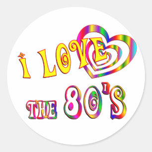 Pegatina Redonda Amo los 80