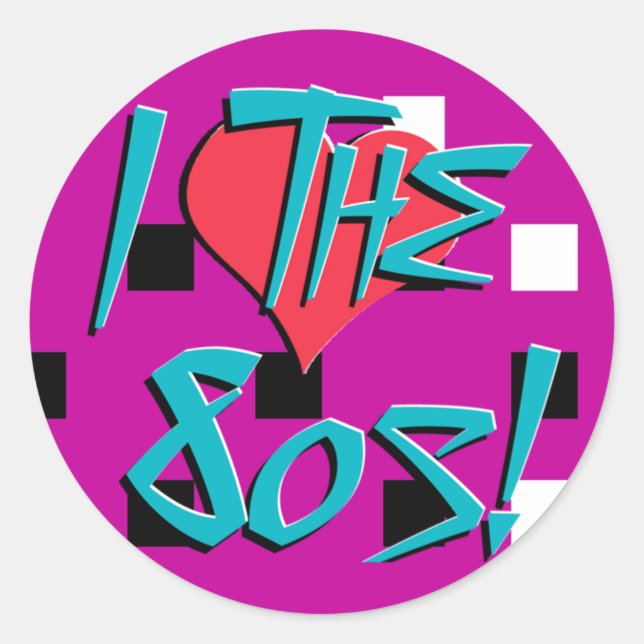 Pegatina Redonda ¡Amo Los 80! (Anverso)