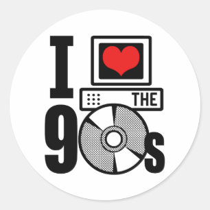Pegatina Redonda Amo los 90