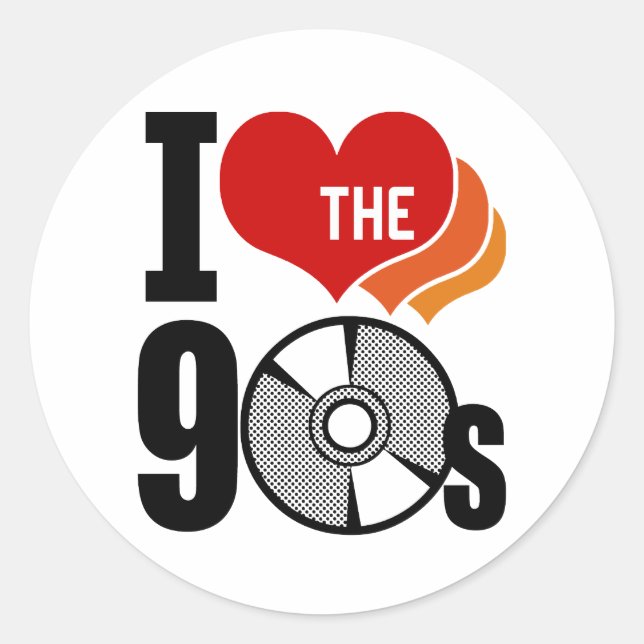Pegatina Redonda Amo los 90 (Anverso)