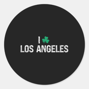 Pegatina Redonda Amo Los Ángeles Trébol de San Patricio D