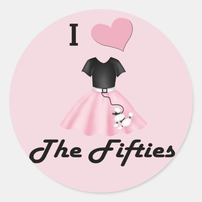 Pegatina Redonda Amo los años 50 (Anverso)