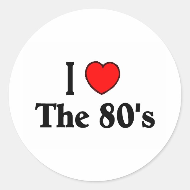 Pegatina Redonda Amo los años 80 (Anverso)