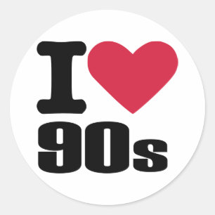 Pegatina Redonda Amo los años 90
