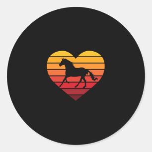 Pegatina Redonda Amo los caballos Corazón Retro