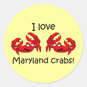 Pegatina Redonda ¡Amo los cangrejos de Maryland!