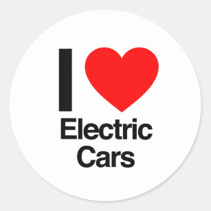 Pegatina Redonda amo los coches eléctricos