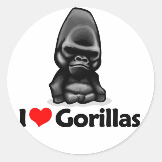 Pegatina Redonda Amo los gorilas