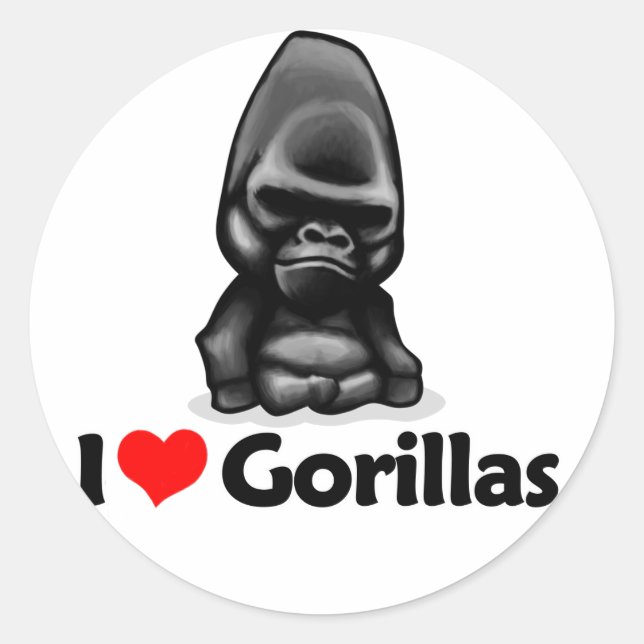 Pegatina Redonda Amo los gorilas (Anverso)