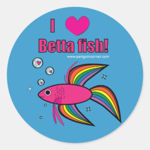 Pegatina Redonda ¡Amo los pescados de Betta!
