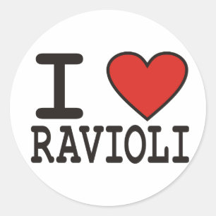 Pegatina Redonda Amo los raviolis