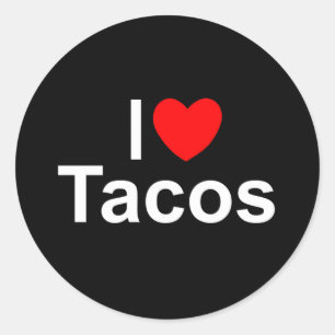 Pegatina Redonda Amo los tacos (del corazón)