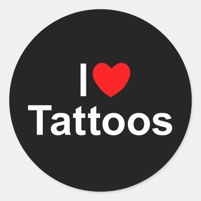 Pegatina Redonda Amo los tatuajes (del corazón) (Anverso)