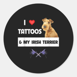 Pegatina Redonda Amo Los Tatuajes Y Mi Padre Bo, Un Perro Terrier I